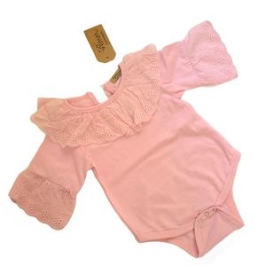 Baby Romper Onesie Pink Bell sleeves Size--3-6 months